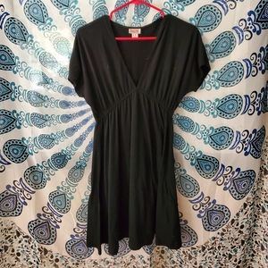 Low V-neck black dress